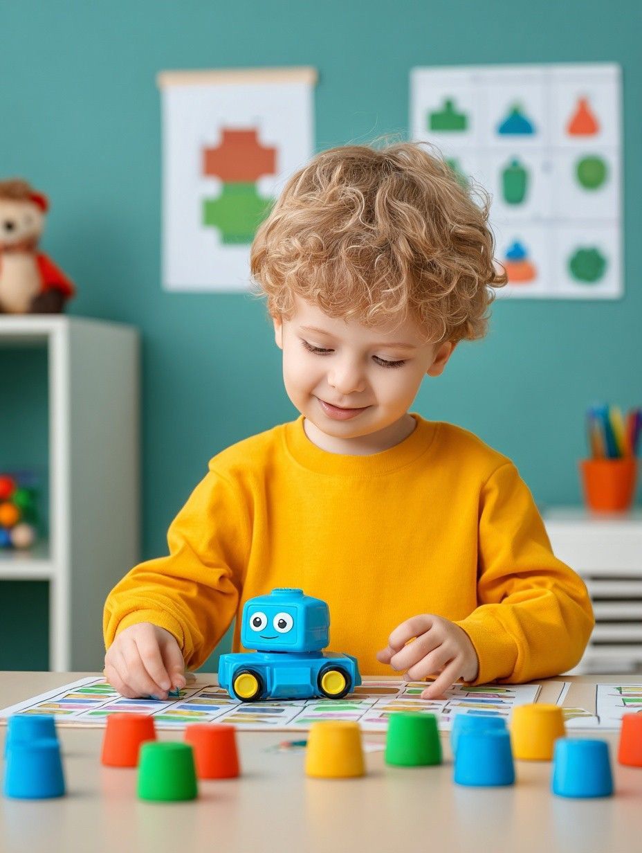 Niño explorando un juguete